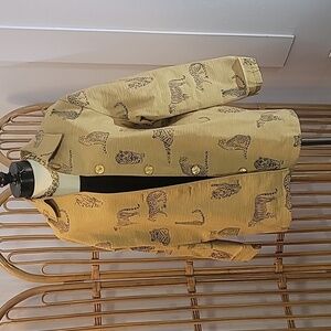 GIANCARLO FERRARI rare vintage safari tiger leopard cheetah jacket tan blk sz 14